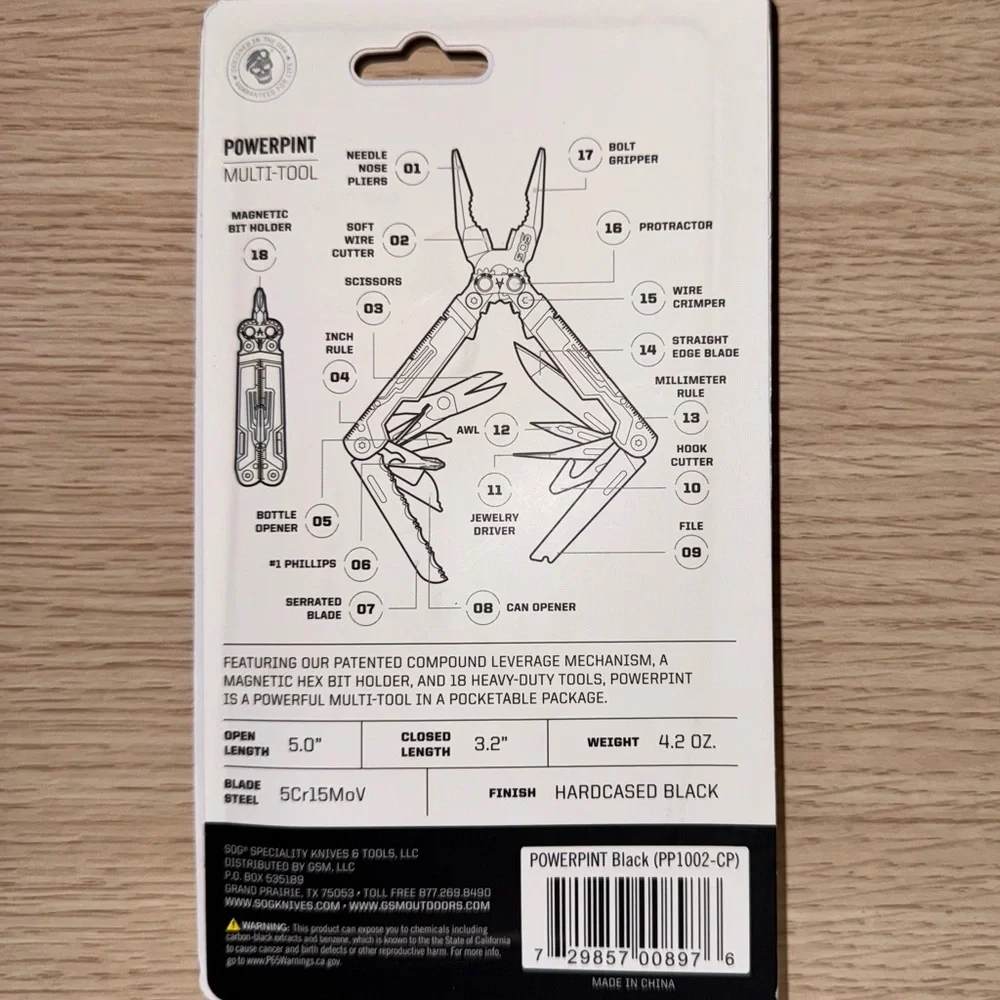 SOG Powerpint Multi-Tool 18 tools in one / pliers scissors screwdriver knife - Picture 2 of 2